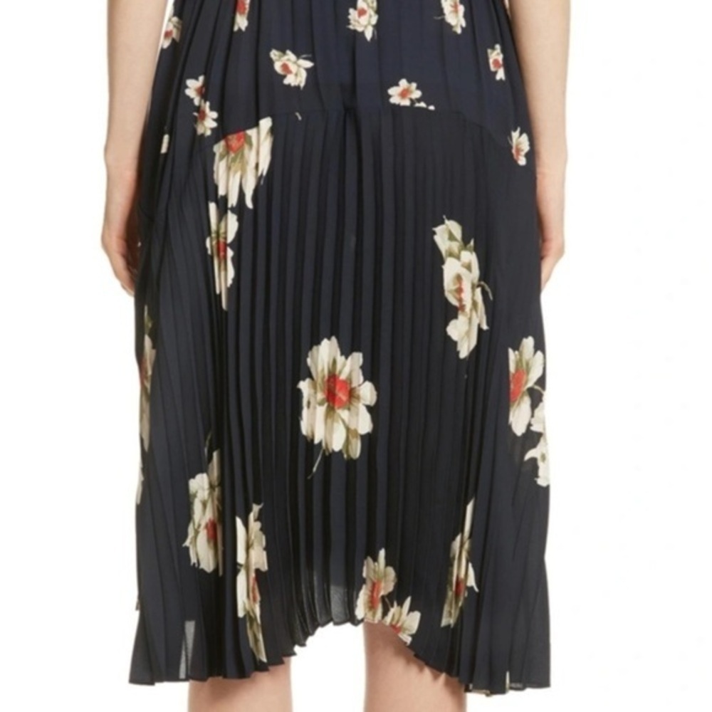 Vince Gardenia Floral-print pleated seamed midi skirt elastic waist size small